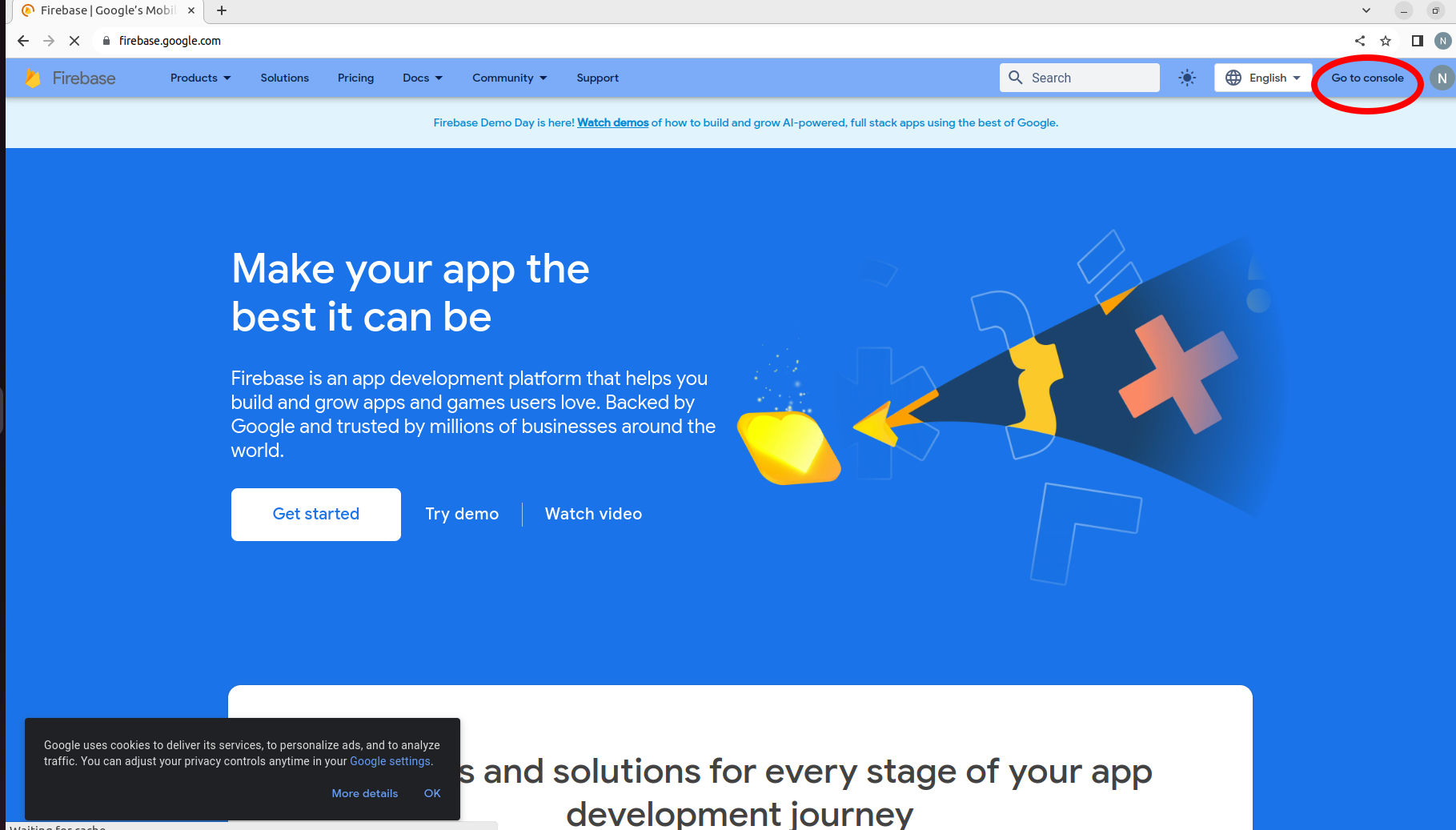 Firebase Main Page