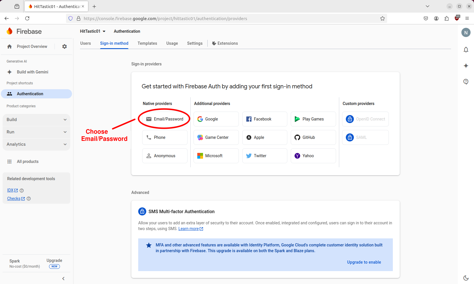 Choosing a Firebase authentication method