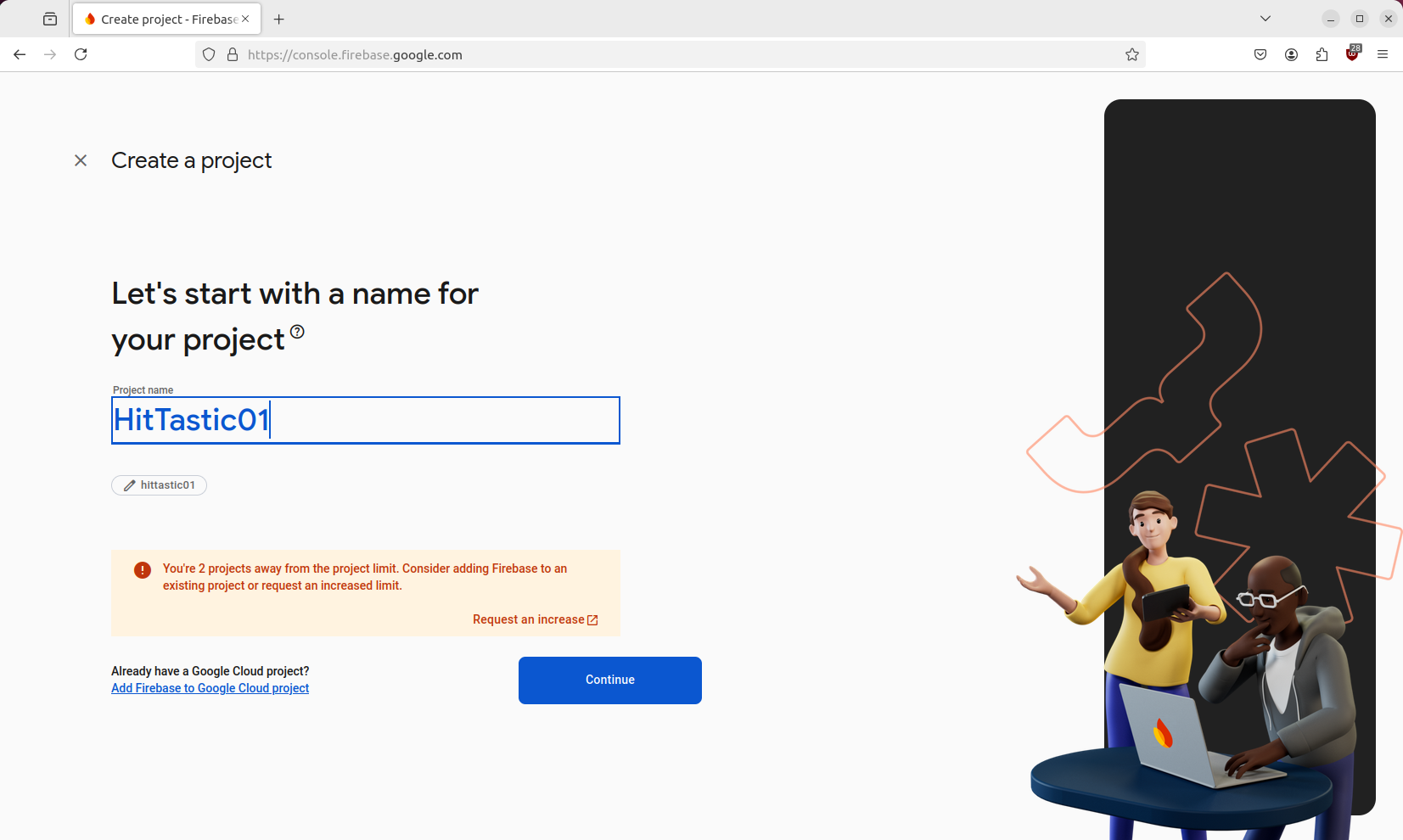 Specify Firebase project name